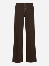 Jeans marrone Jacklyn a zampa con bottoni gioiello Dondup