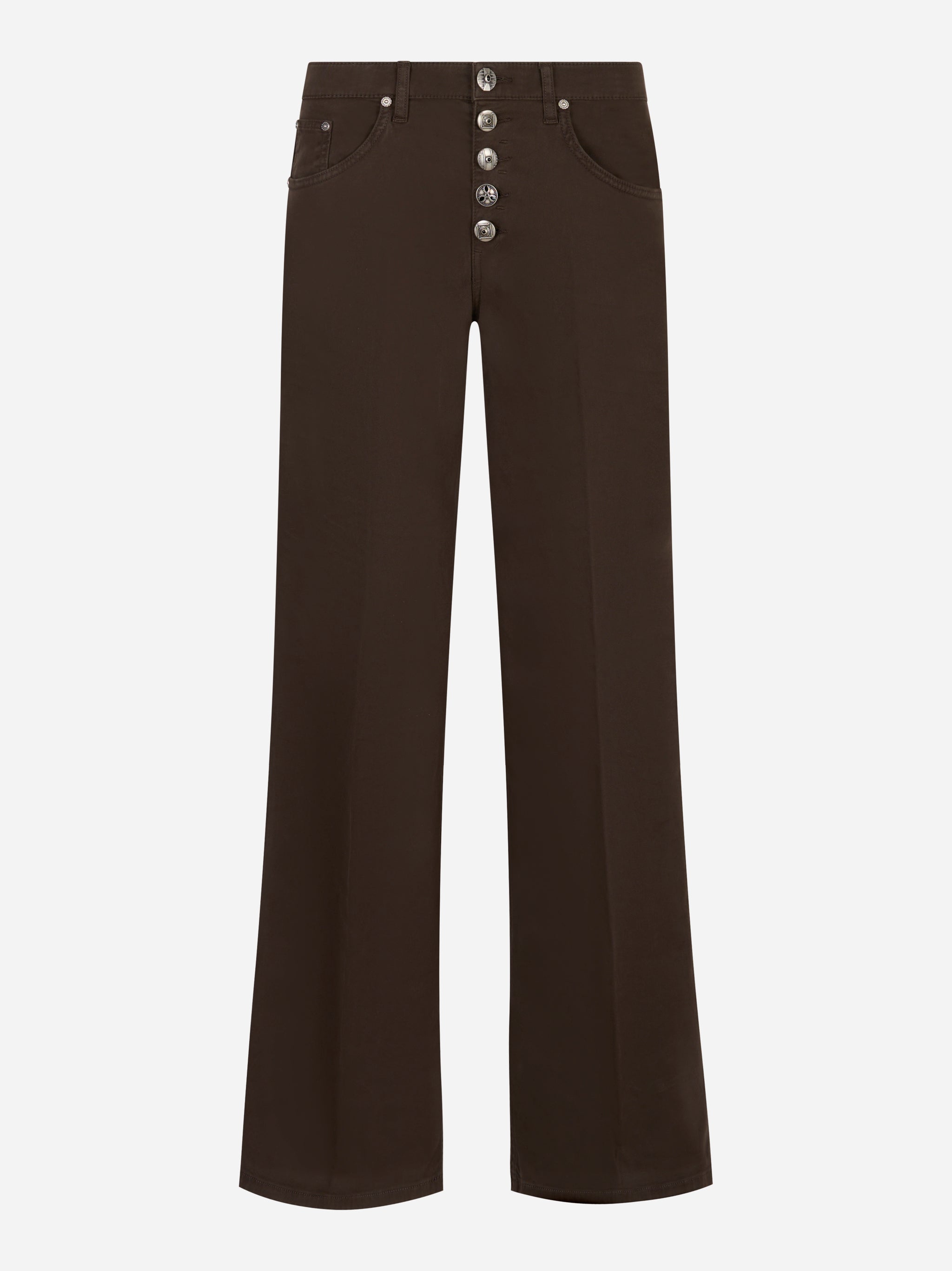 Jeans marrone Jacklyn a zampa con bottoni gioiello Dondup