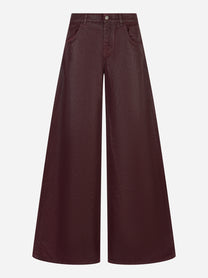 Jeans wide leg laminato bordeaux Laneus vista frontale