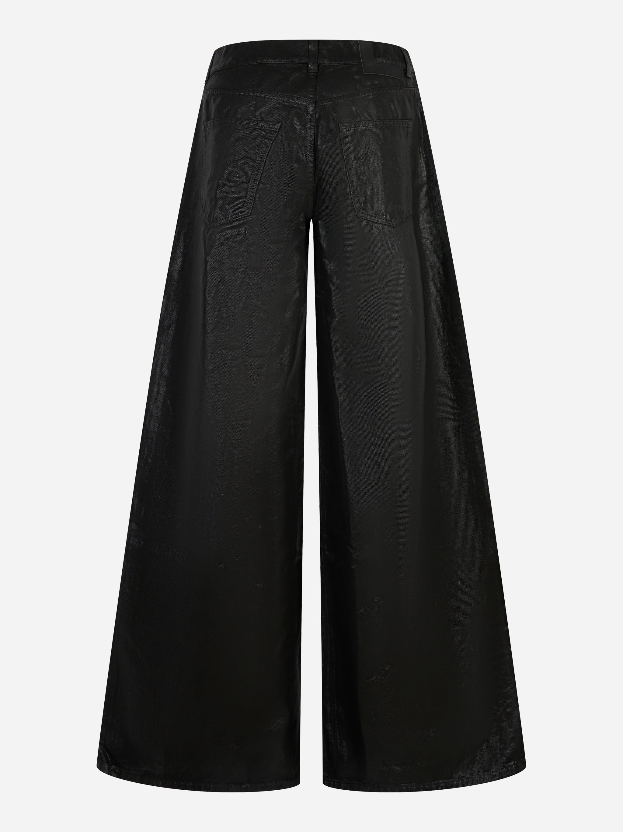 Jeans wide leg laminato nero Laneus con tasche posteriori vista retro