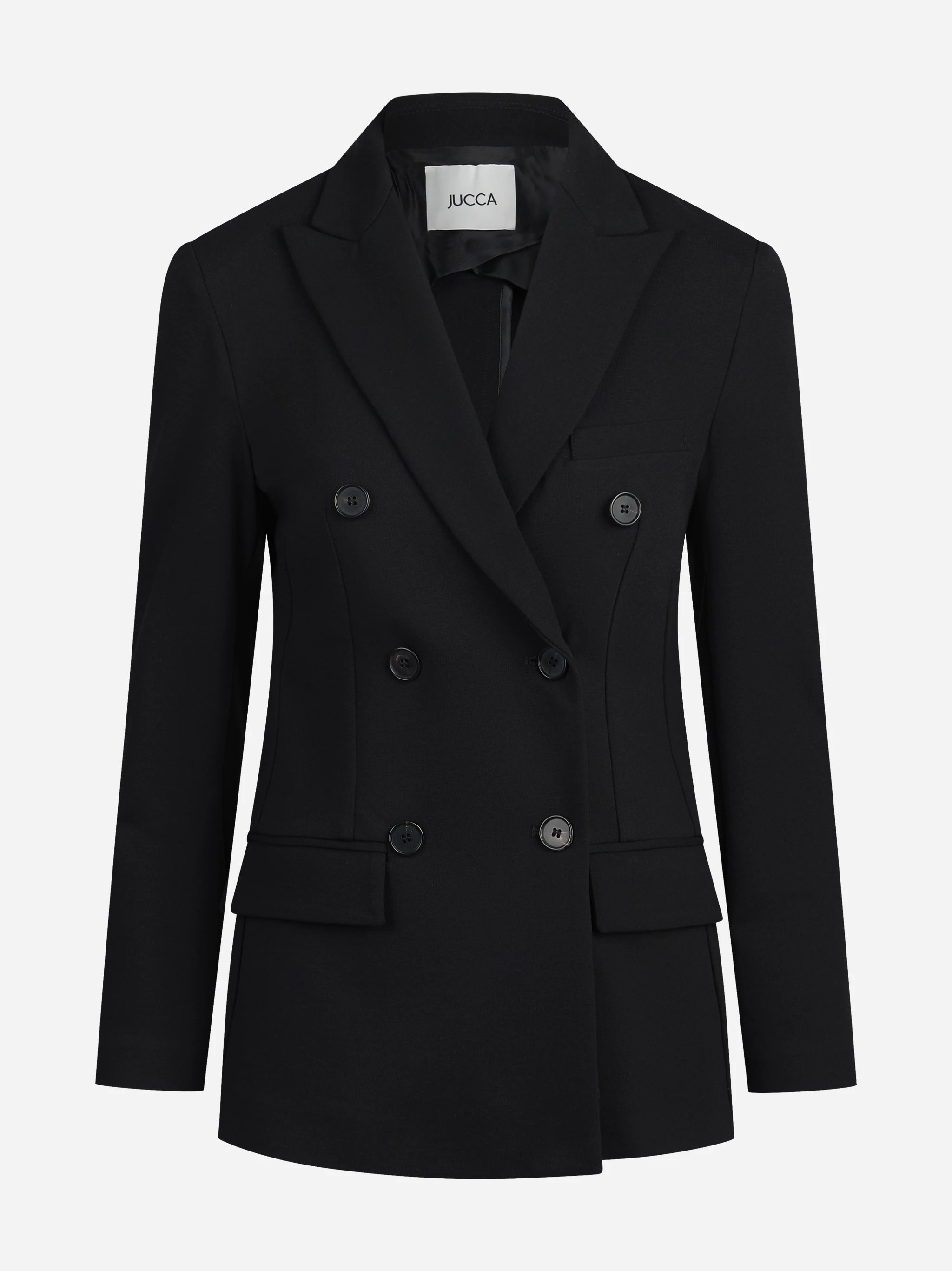 Blazer doppiopetto stretch nero - vista frontale