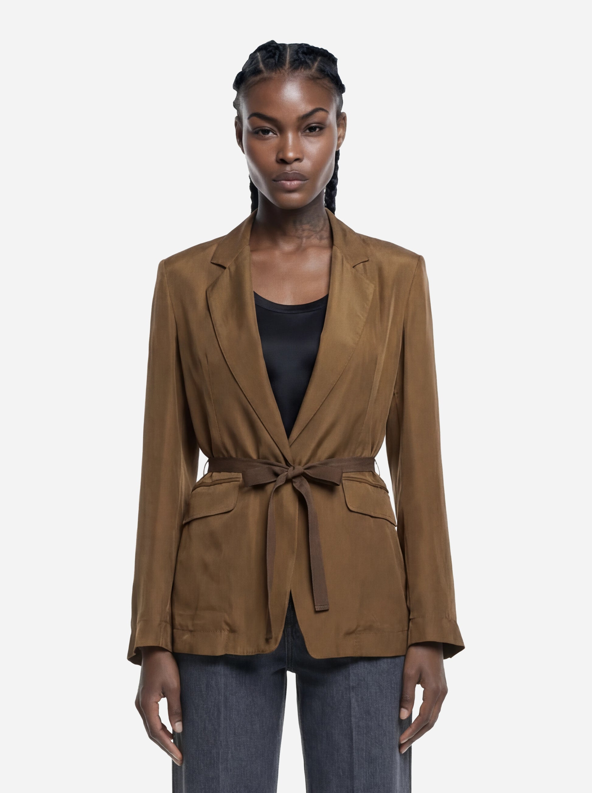 Blazer in seta con cintura in vita