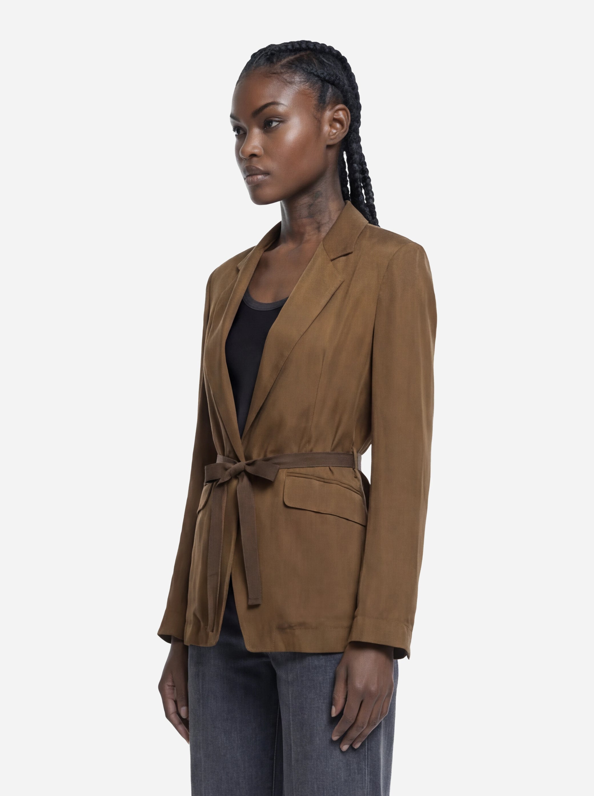 Blazer in seta con cintura in vita