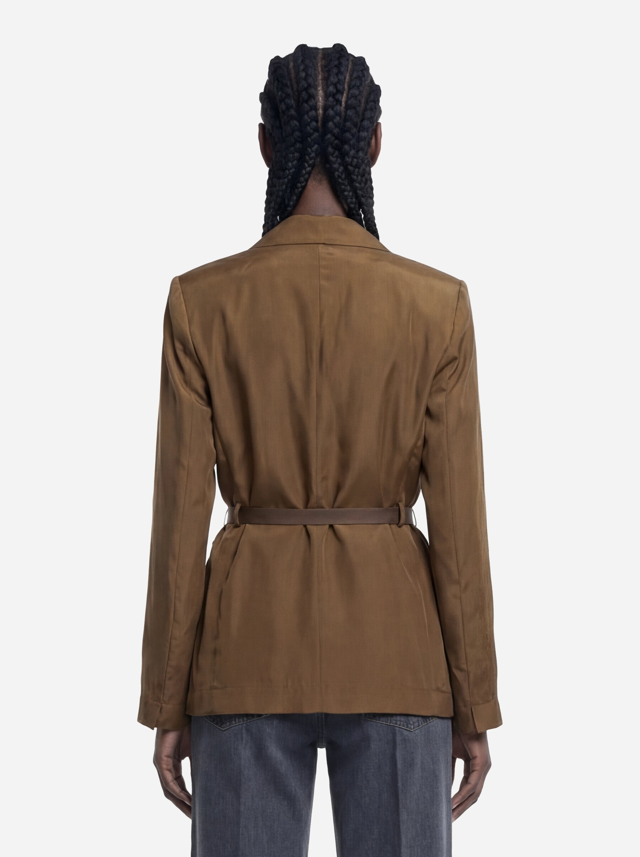 Blazer in seta con cintura in vita