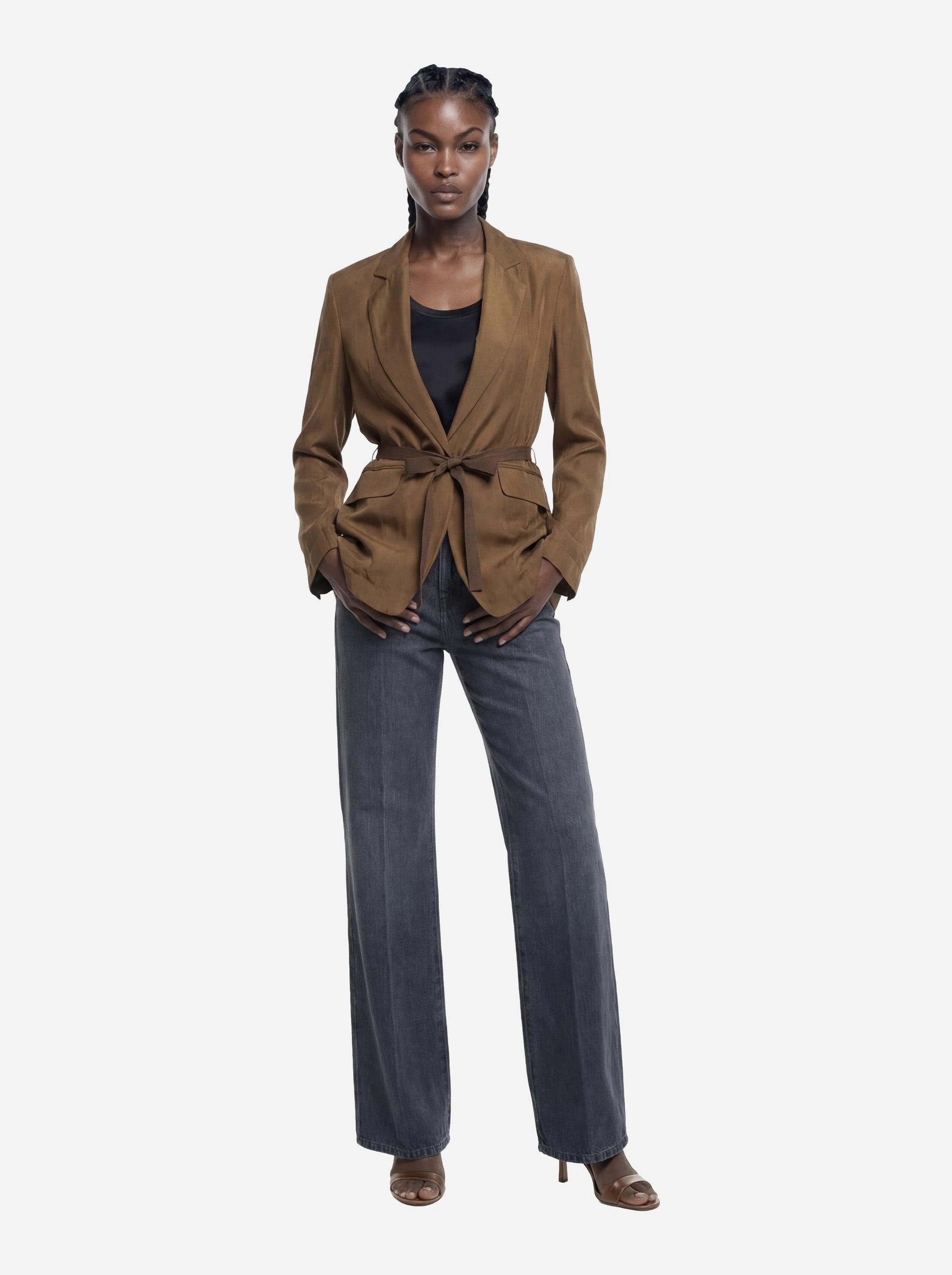 Blazer in seta con cintura in vita