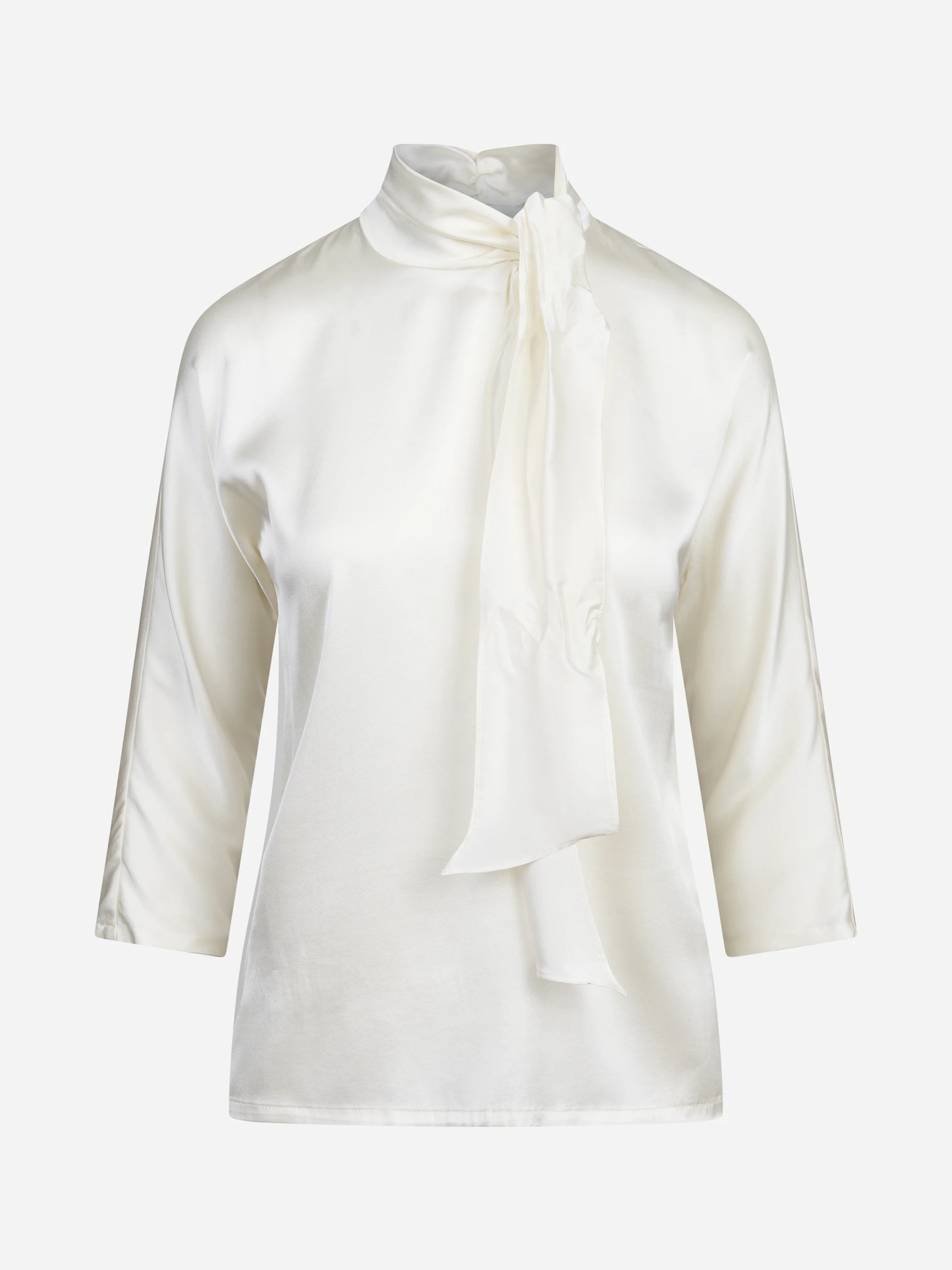 Blusa in seta con fiocco avorio - vista frontale