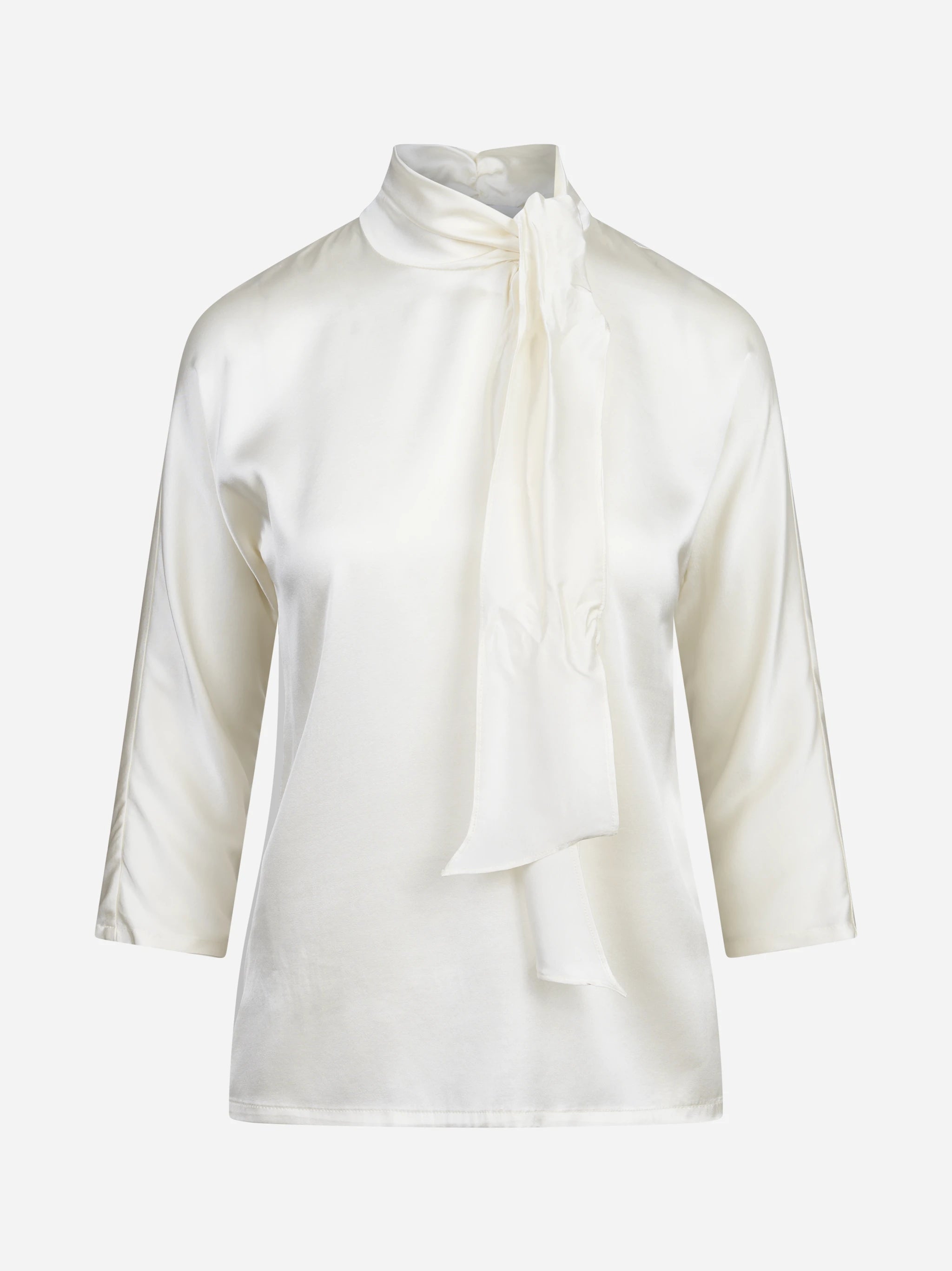 Blusa in seta con fiocco avorio - vista frontale