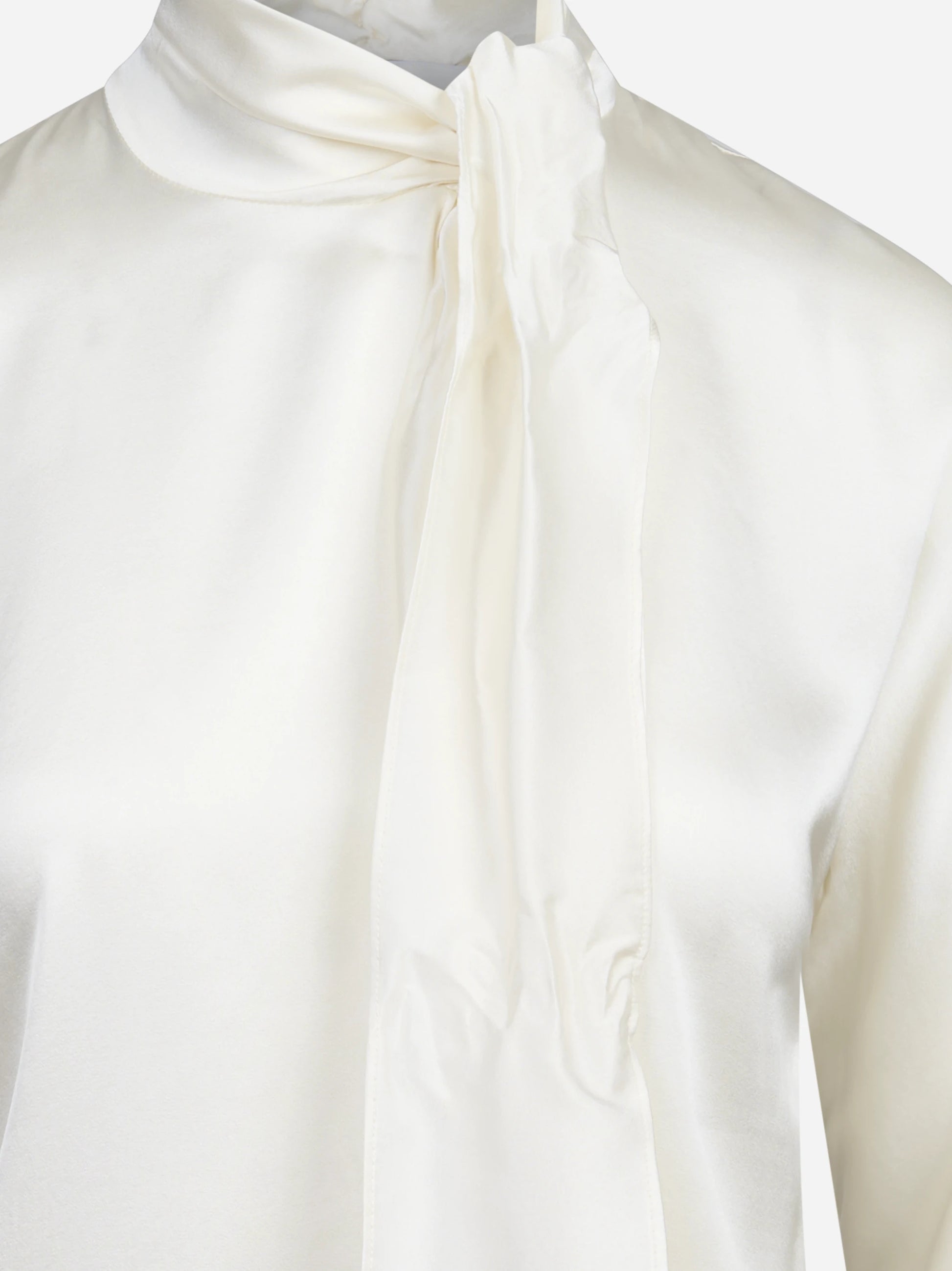 Blusa in seta con fiocco avorio - vista laterale e dettagli