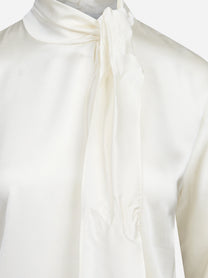 Blusa in seta con fiocco avorio - vista laterale e dettagli