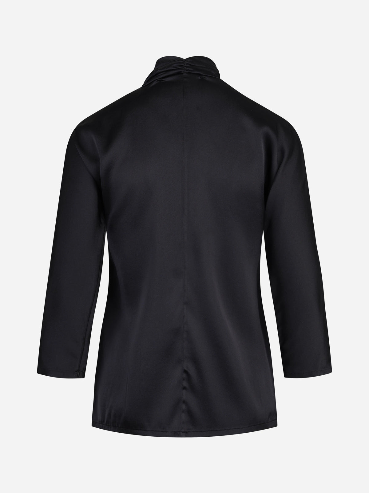 Blusa in raso di seta con fiocco nera - vista posteriore