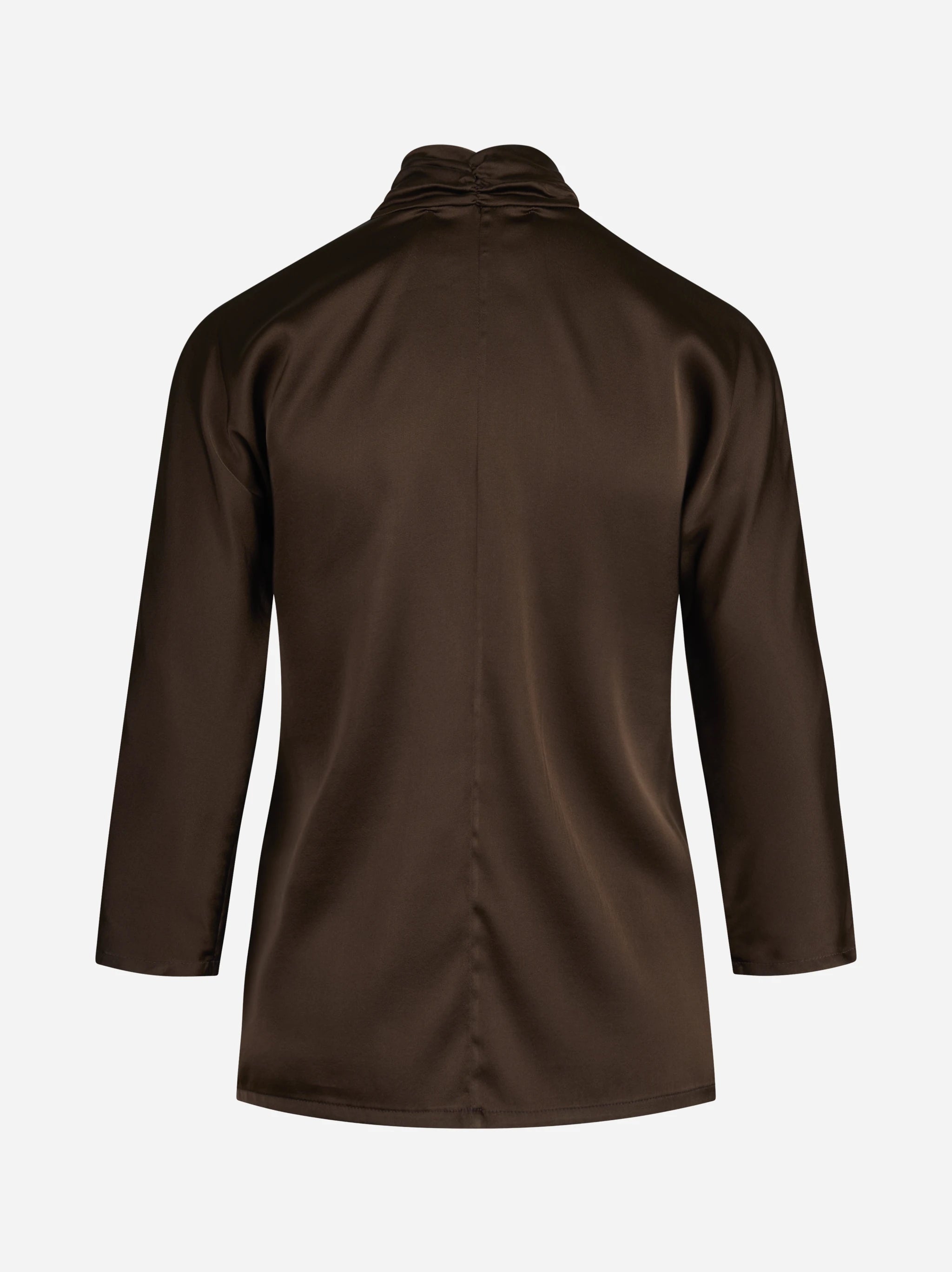 Blusa in raso di seta con fiocco marrone - vista posteriore