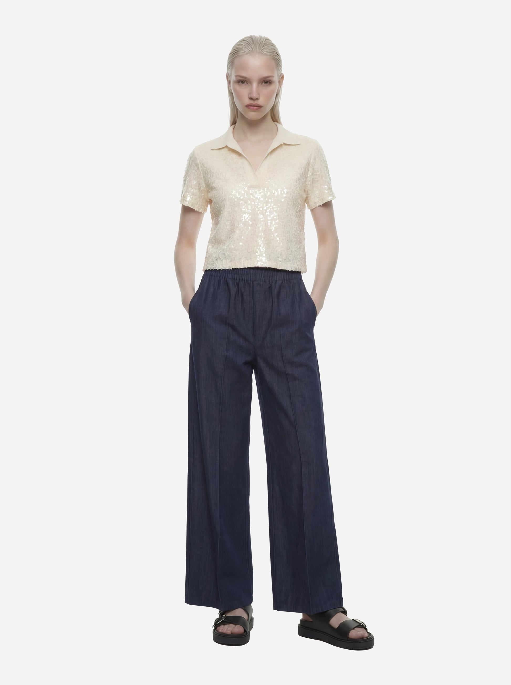 Polo manica corta con paillettes