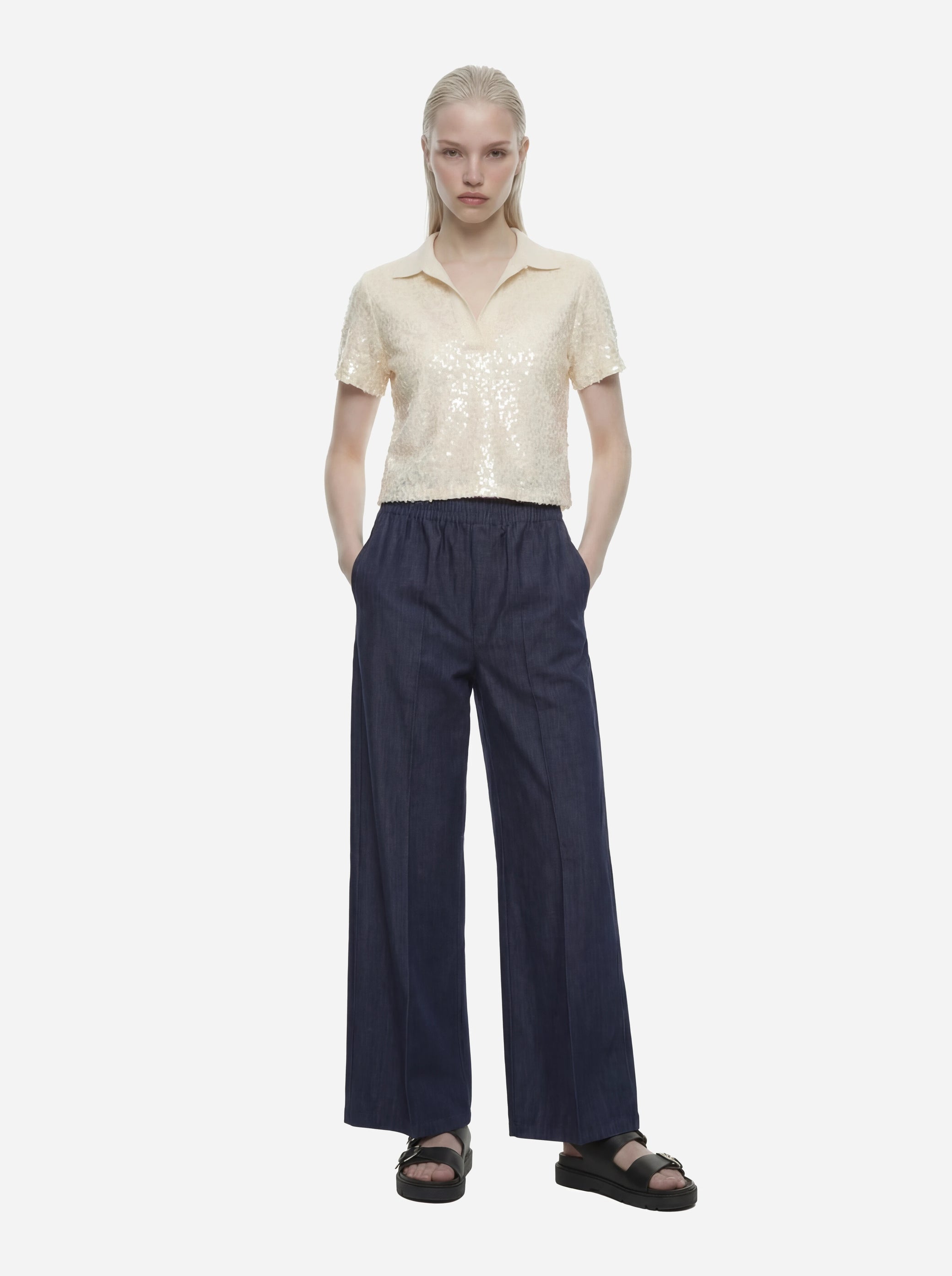 Polo manica corta con paillettes