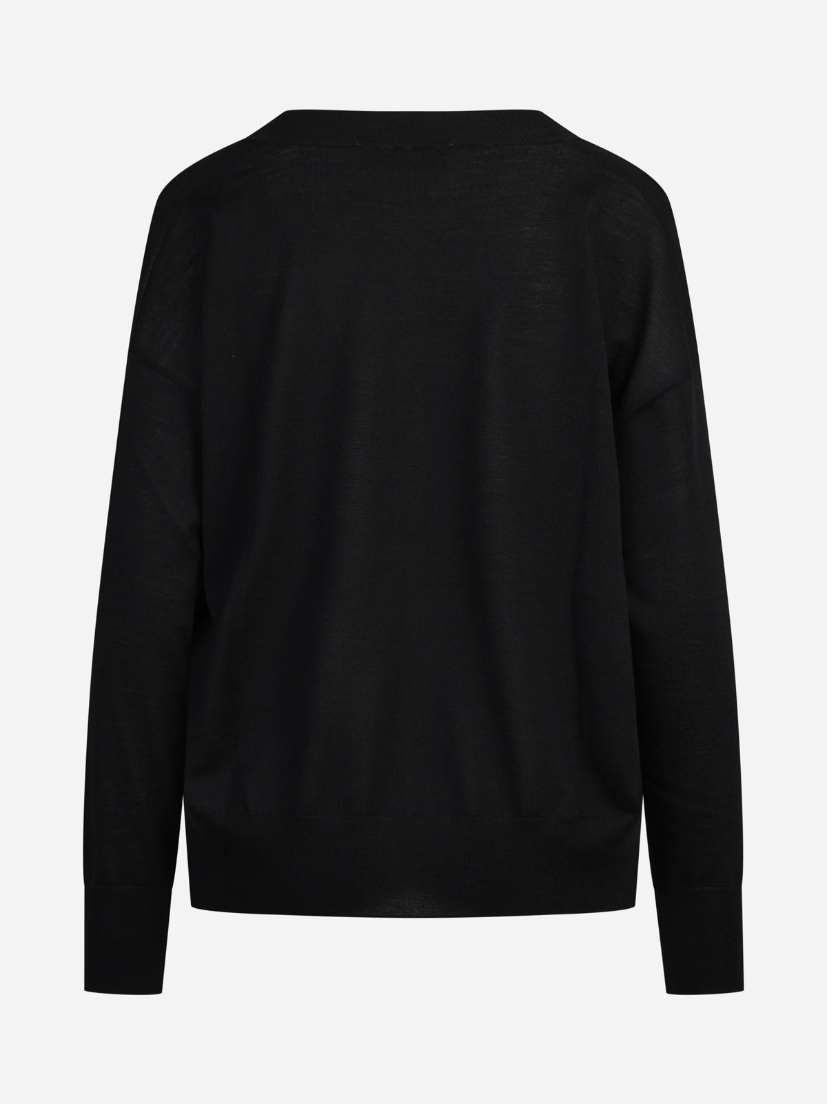 Maglia oversize con scollo a V nera - vista posteriore