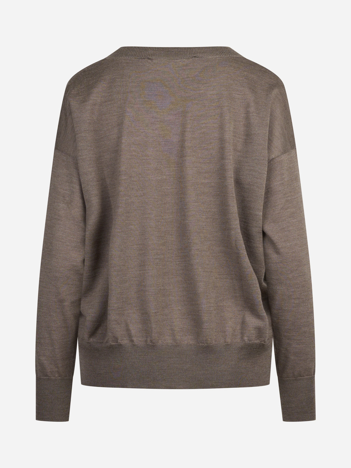 Maglia oversize con scollo a V marrone - vista posteriore