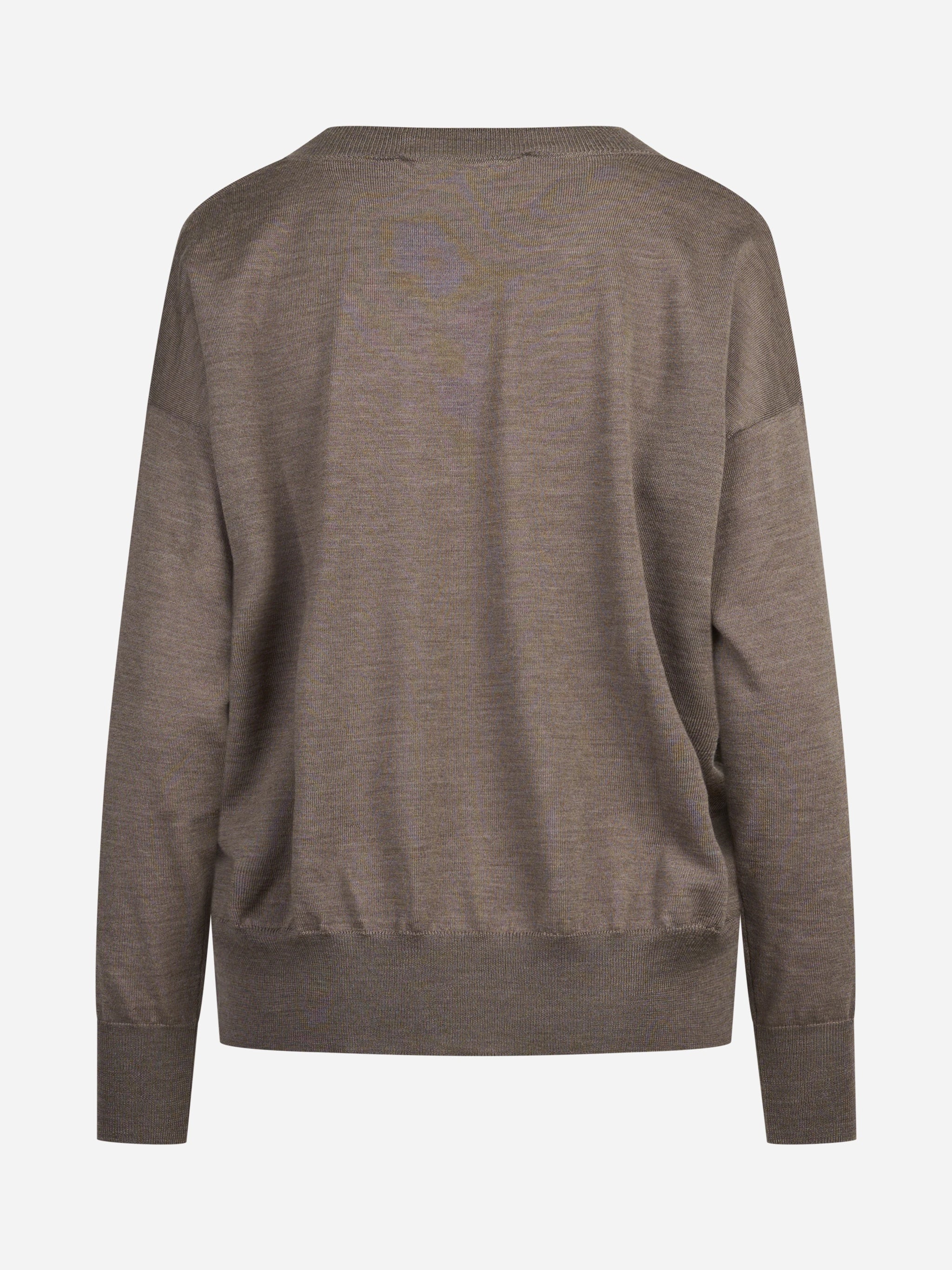 Maglia oversize con scollo a V marrone - vista posteriore