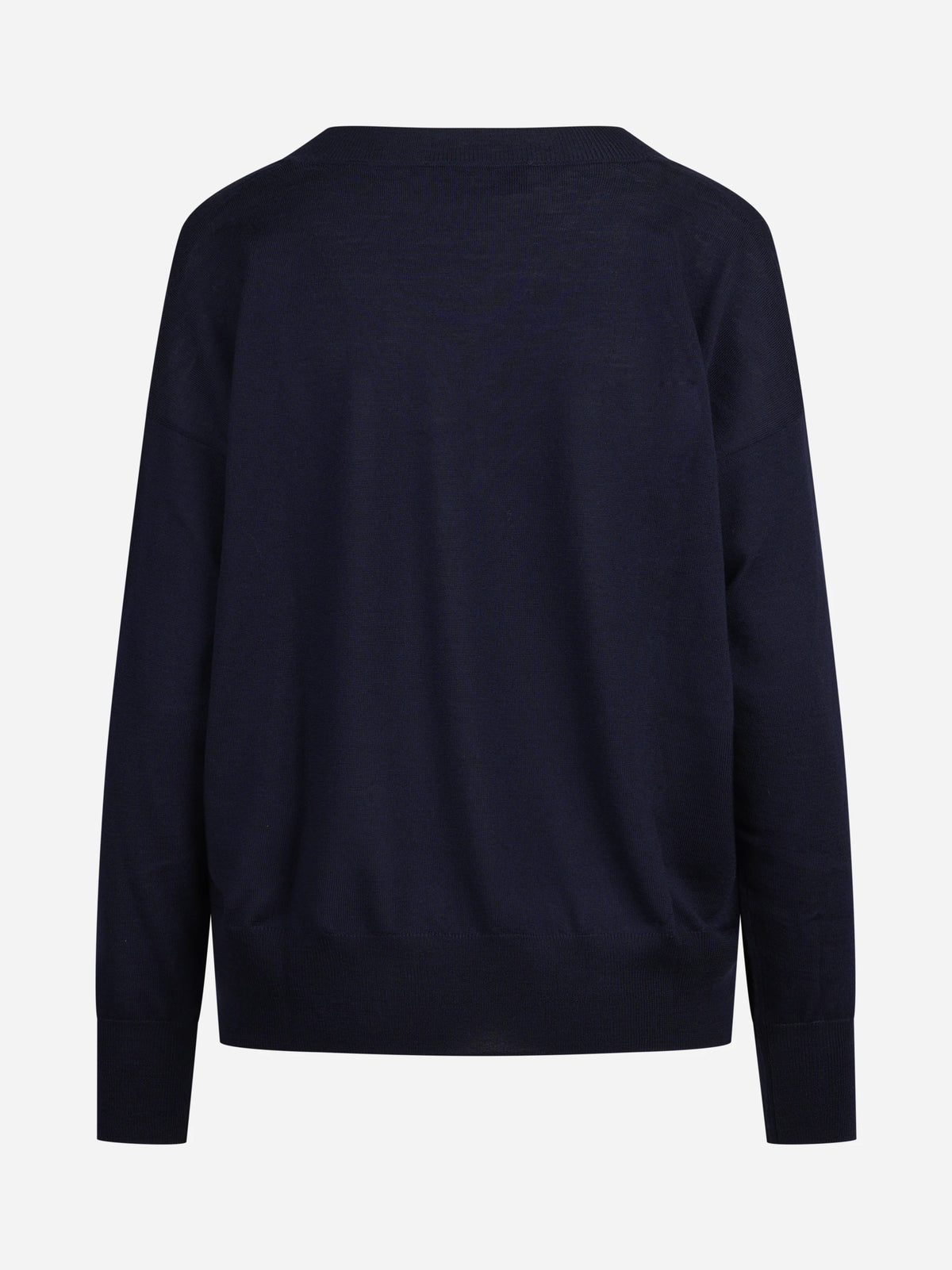 Maglia oversize con scollo a V blu - vista posteriore