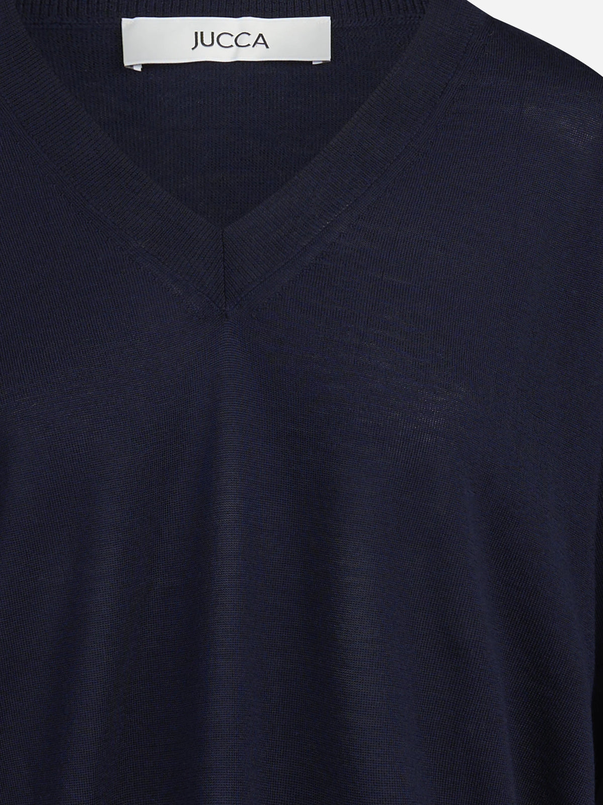 Maglia oversize con scollo a V blu - dettaglio del prodotto