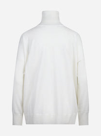 Maglia dolcevita oversized in lana vergine bianca - vista posteriore