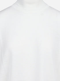 Maglia dolcevita oversized in lana vergine bianca - vista laterale e dettagli