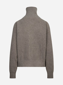 Maglia polo oversized in lana vergine marrone - vista posteriore