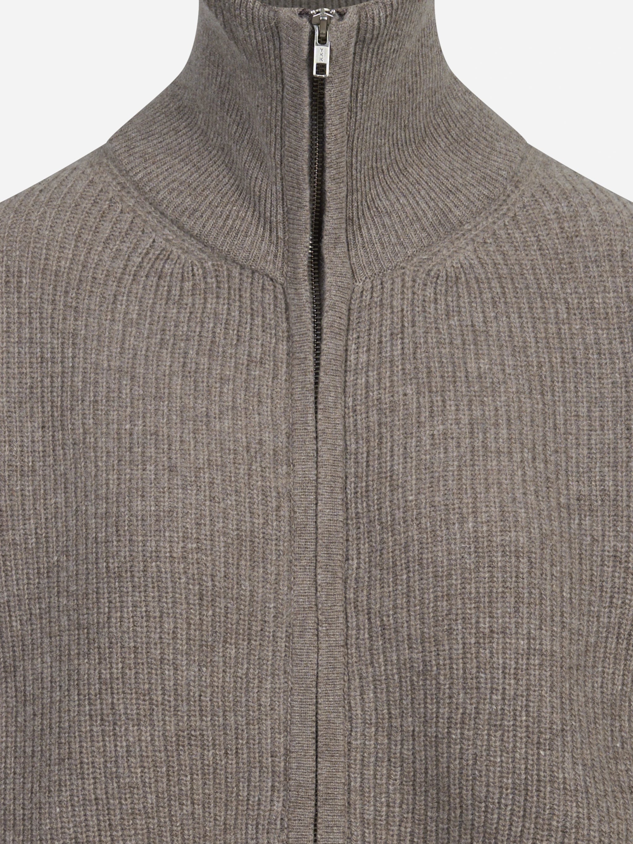 Maglia polo oversized in lana vergine marrone - vista laterale e dettagli