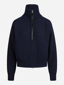 Maglia polo oversize in lana blu - vista frontale