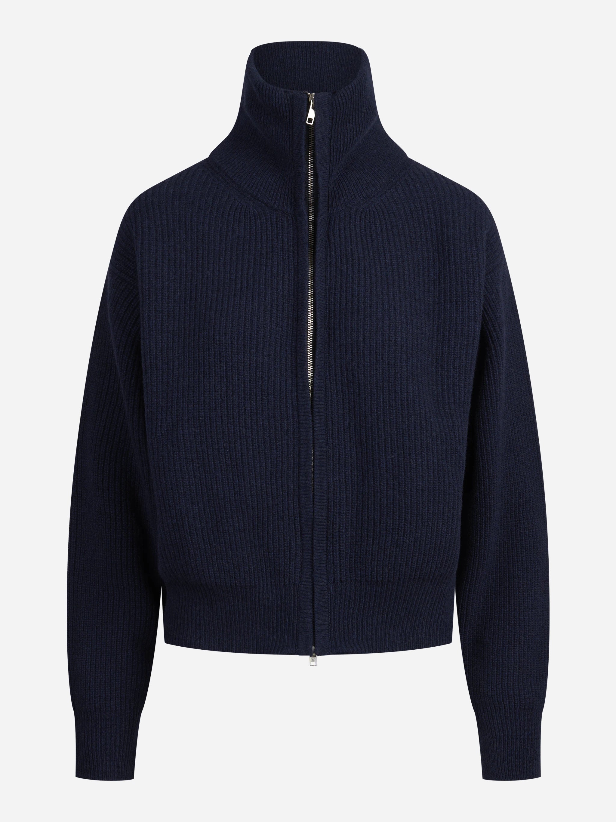 Maglia polo oversize in lana blu - vista frontale