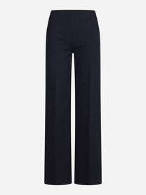 Pantaloni wide leg in viscosa blu notte - vista frontale