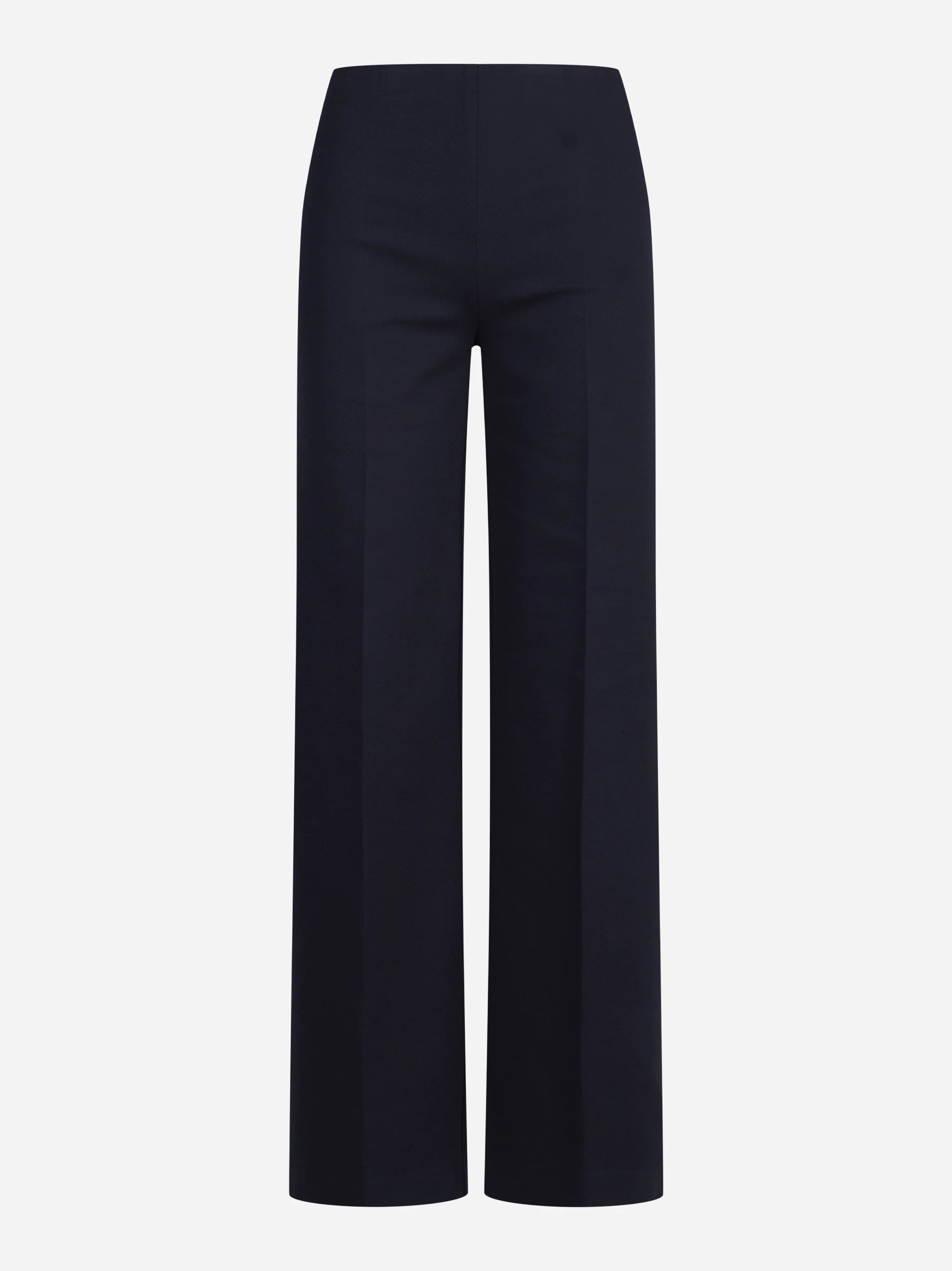 Pantaloni wide leg in viscosa blu notte - vista frontale