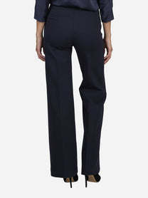Pantaloni wide leg in viscosa blu notte - indossato, vista posteriore
