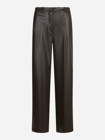 Pantaloni wide leg in similpelle marroni - vista frontale