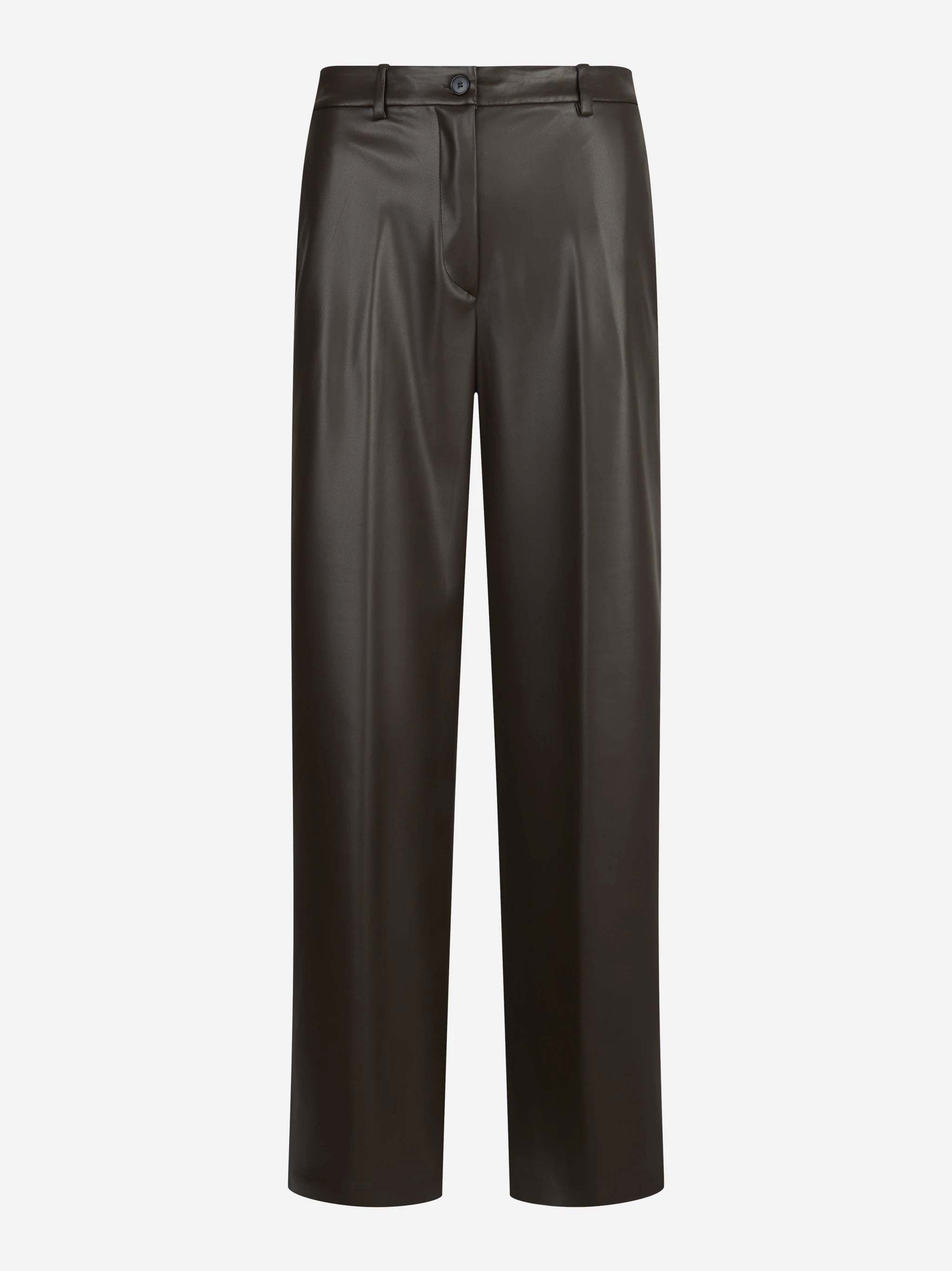Pantaloni wide leg in similpelle marroni - vista frontale