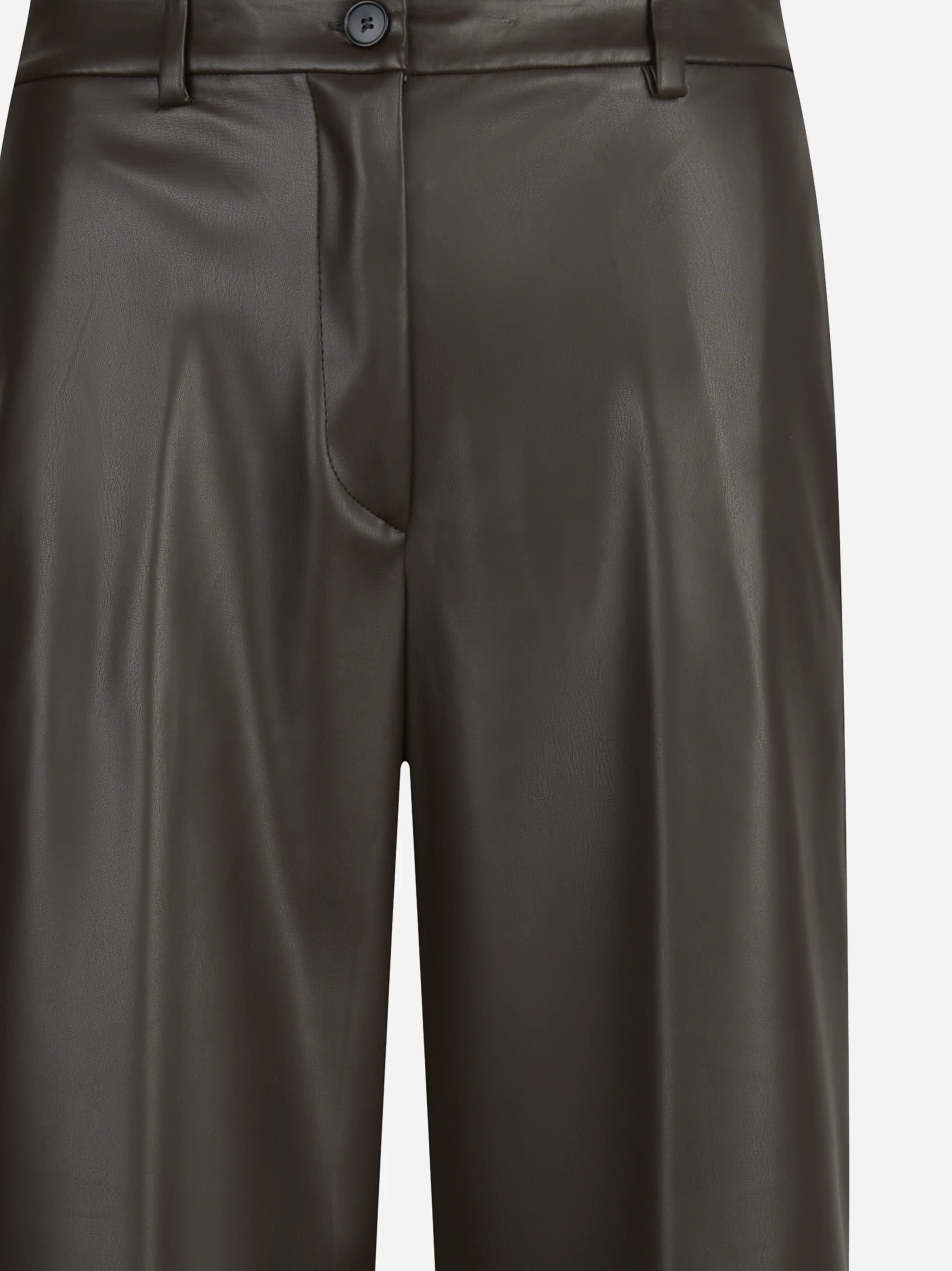 Pantaloni wide leg in similpelle marroni - dettaglio prodotto