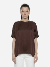 T-shirt Over in seta marrone