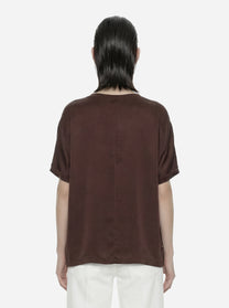 T-shirt Over in seta marrone