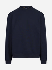Felpa girocollo in cotone blu - vista frontale