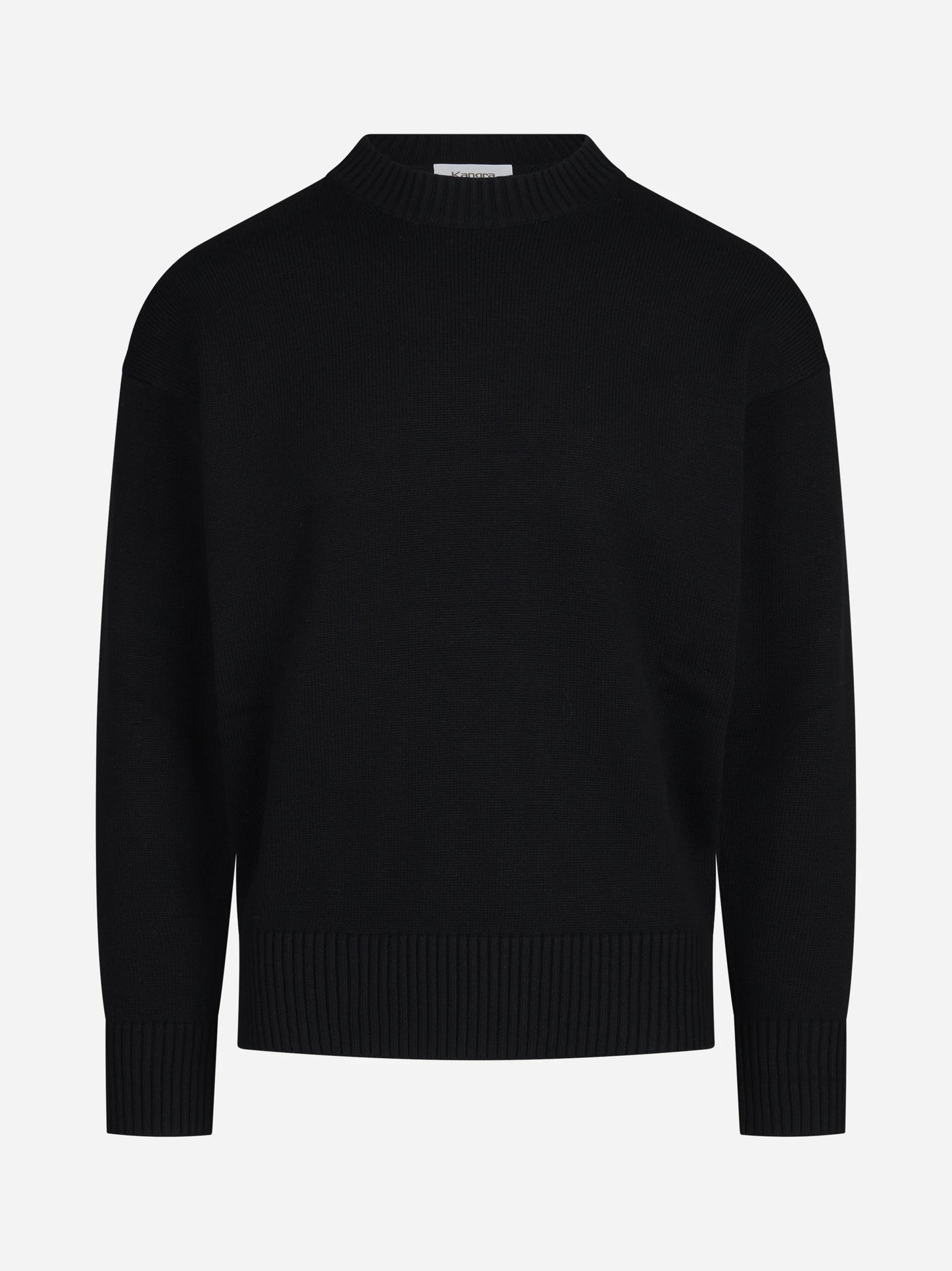 Maglia girocollo oversize in lana e cotone nera - vista frontale