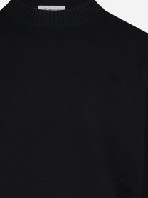 Maglia girocollo oversize in lana e cotone nera - dettaglio del prodotto