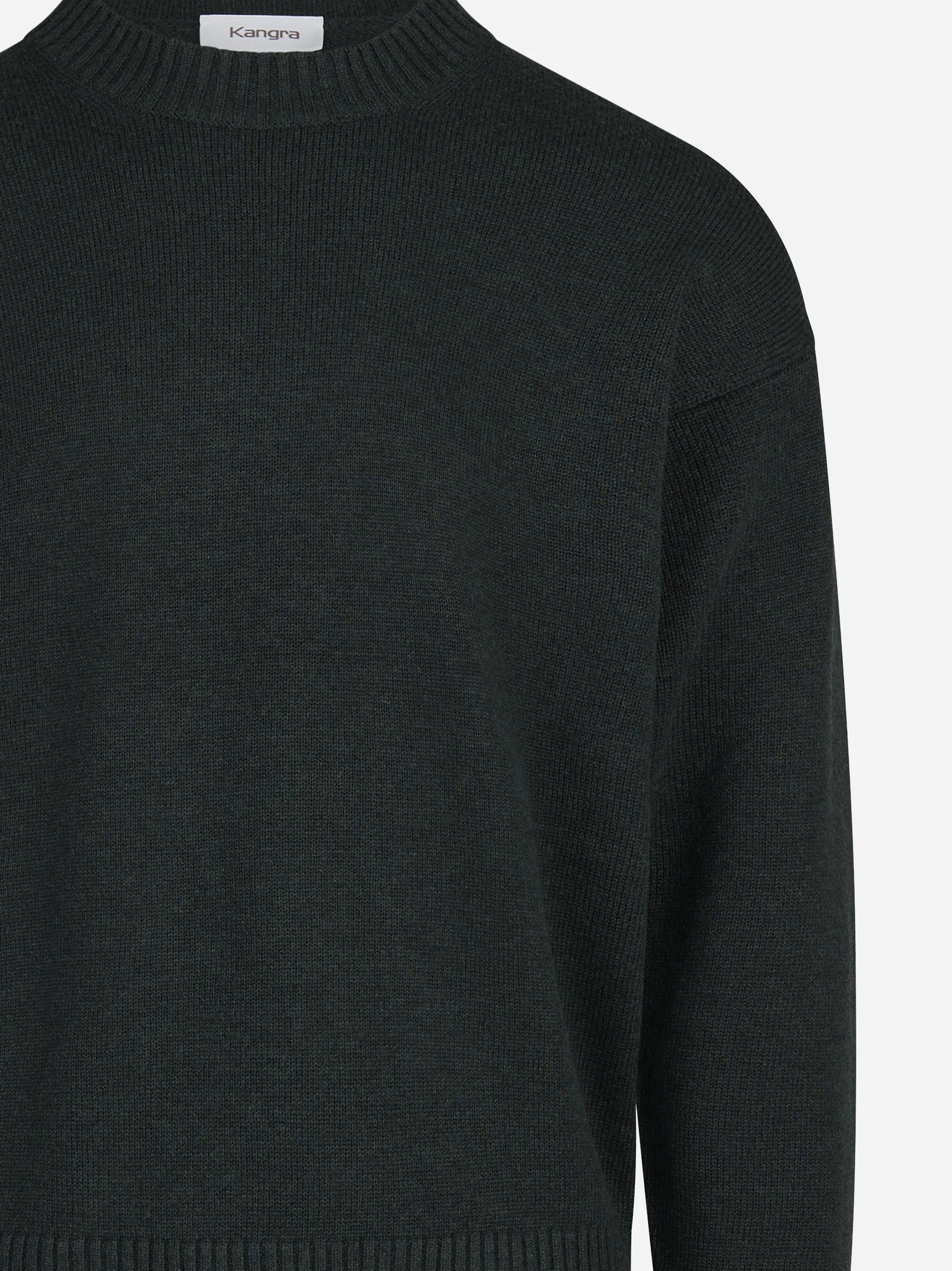 Maglia girocollo oversize in lana e cotone verde - dettaglio del prodotto