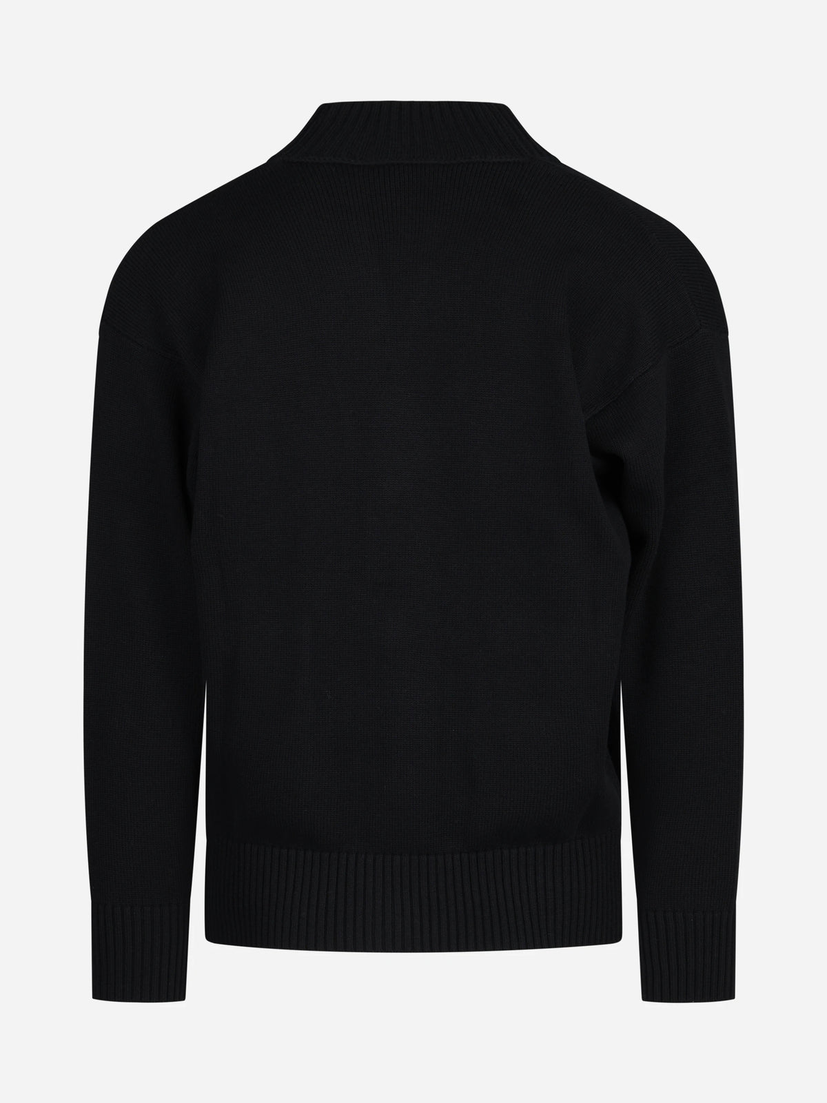 Cardigan oversize in lana e cotone nero - vista posteriore