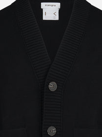 Cardigan oversize in lana e cotone nero - dettaglio del prodotto