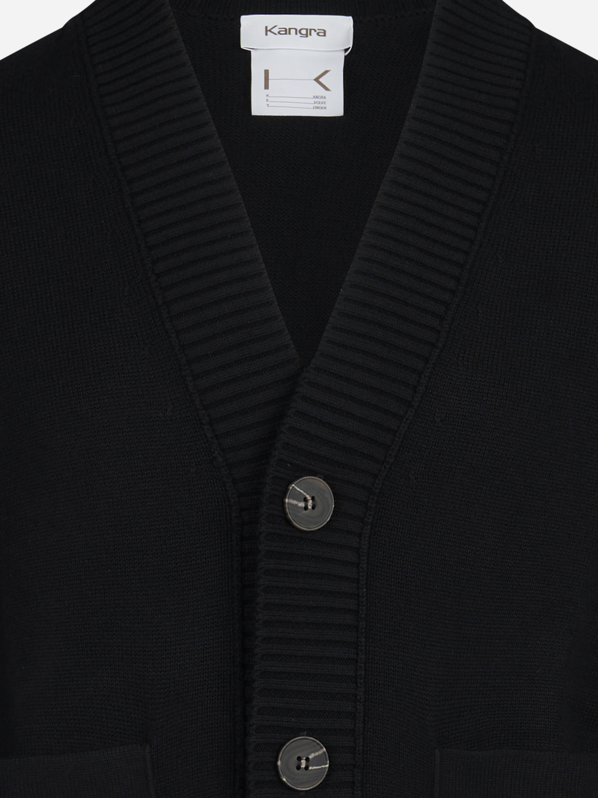 Cardigan oversize in lana e cotone nero - dettaglio del prodotto