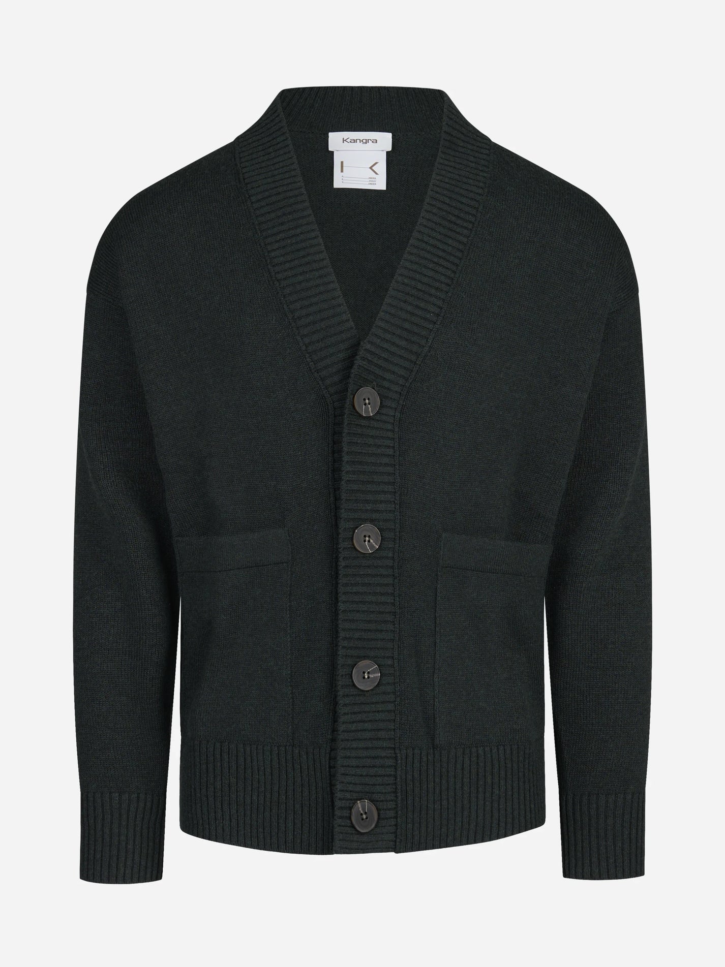 Cardigan oversize in lana e cotone verde - vista frontale