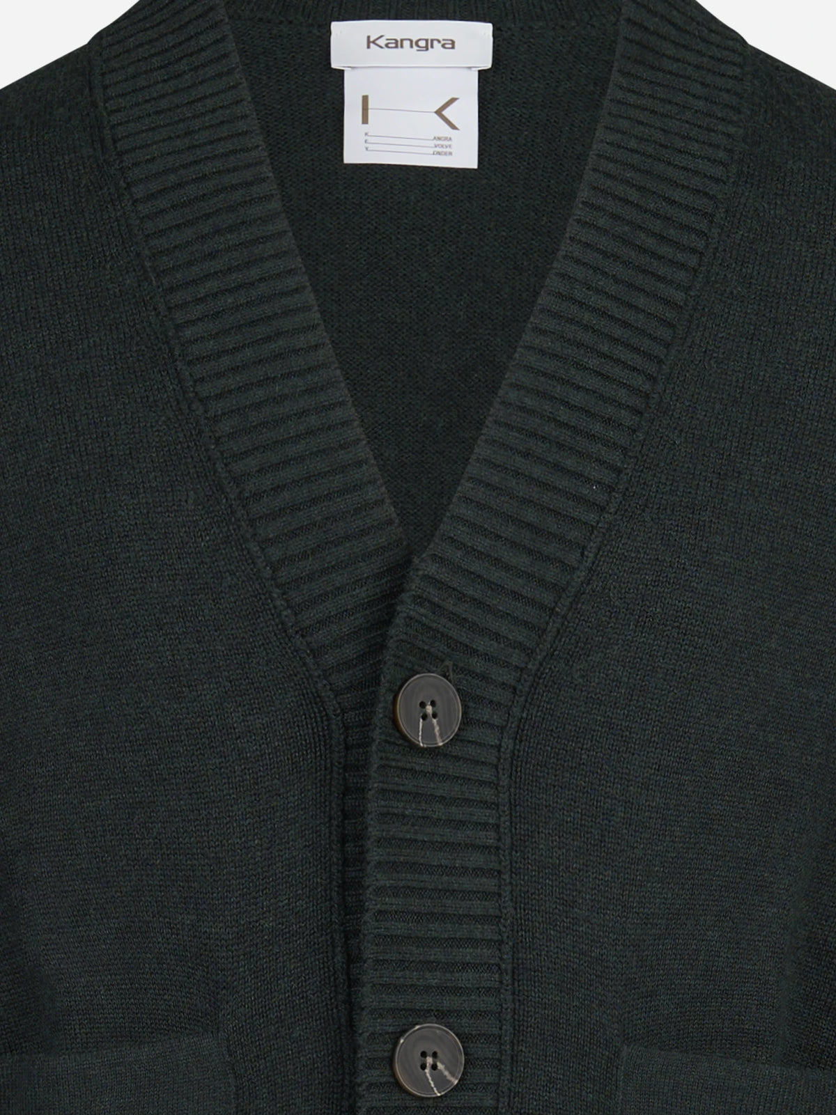 Cardigan oversize in lana e cotone verde - dettaglio del prodotto