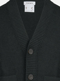 Cardigan oversize in lana e cotone verde - dettaglio del prodotto