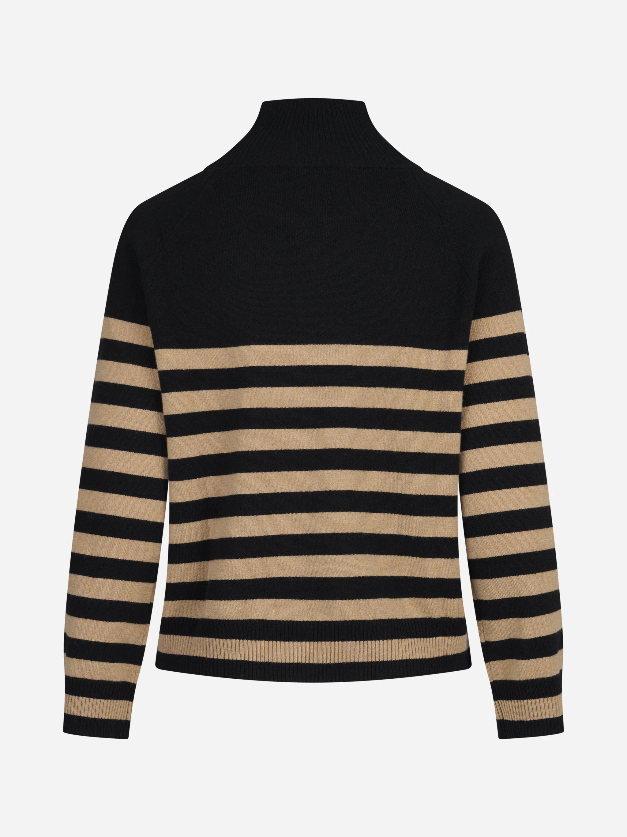 Lupetto raglan a righe nero e cammello - vista posteriore