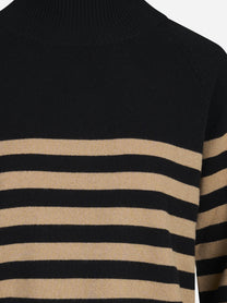 Lupetto raglan a righe nero e cammello - dettaglio del prodotto