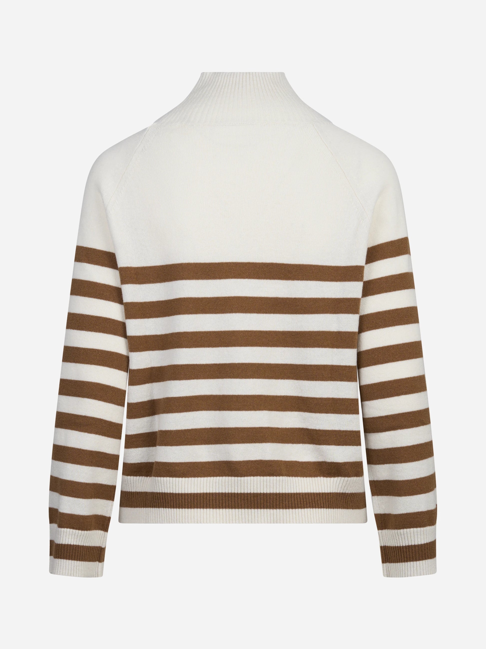 Maglia lupetto a righe in lana e cashmere beige - vista posteriore