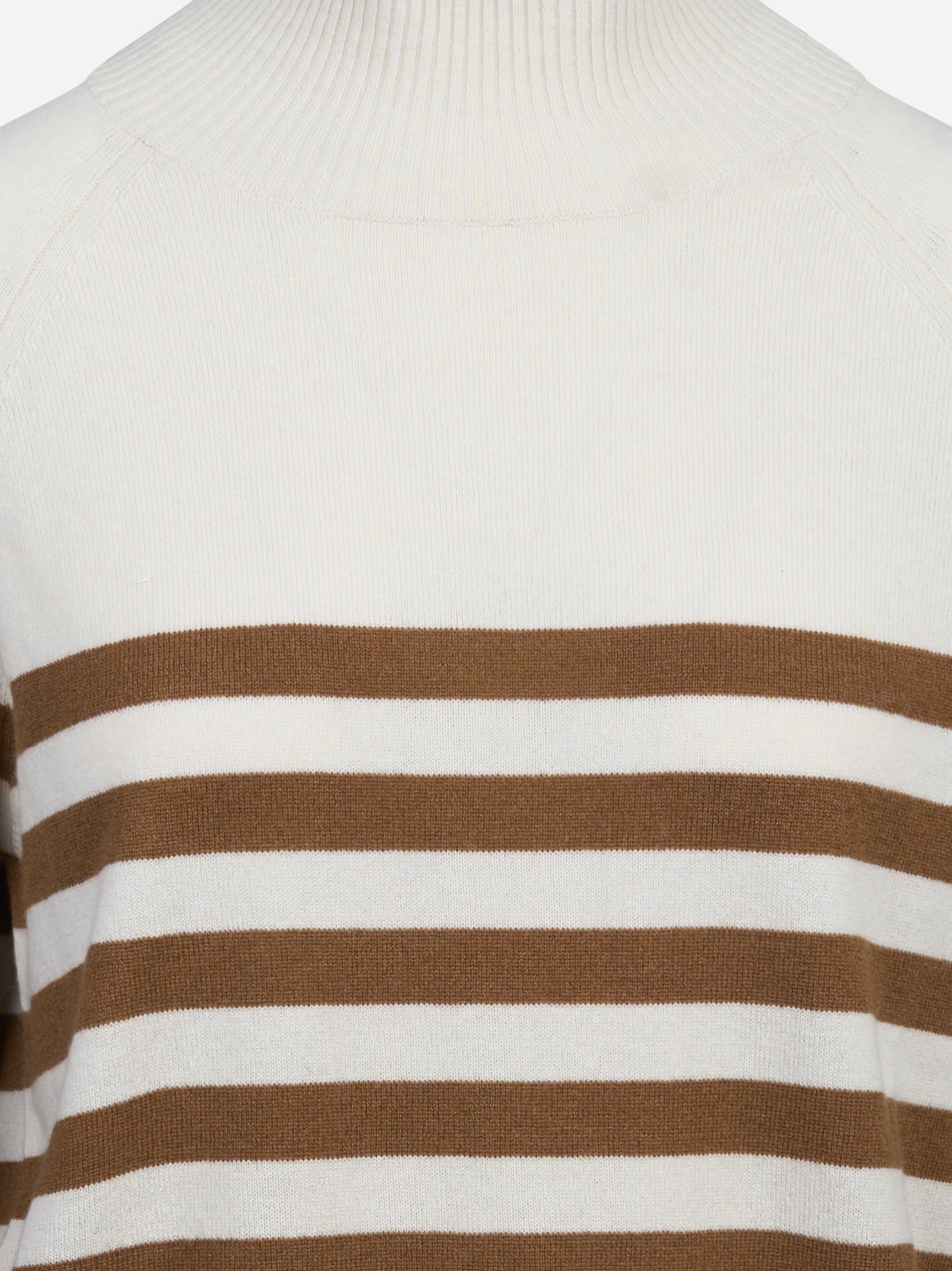 Maglia lupetto a righe in lana e cashmere beige - vista laterale e dettagli